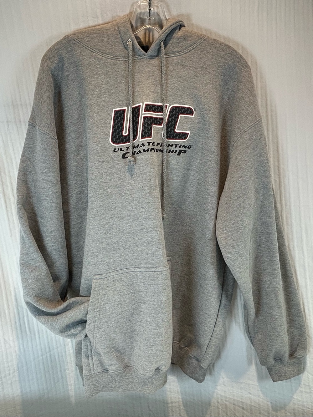 UFC Grey Sz L Vintage Y2K Pullover Hoodie Black and White Logo